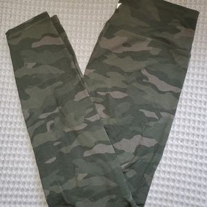 Camo exercise leggings. Worn 1 time. You CANNOT see through them.